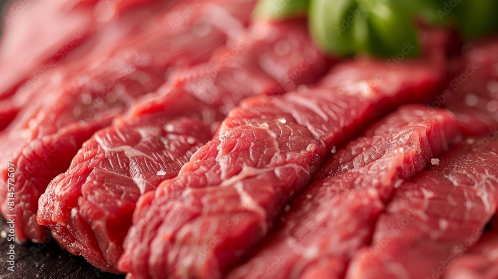 High-detail close-up of raw top round beef, showcasing its freshness and premium quality, isolated background, ideal for ads, studio lighting High-detail close-up of raw top round beef, showcasing its freshness and premium quality, isolated background, ideal for ads, studio lighting