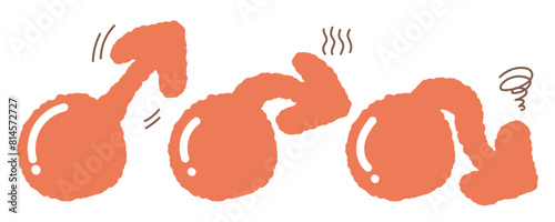Cartoon style erectile dysfunction. Prostatitis and Impotence. Sex problem. Cartoon style male gender symbol. Impotence, flaccid soft penis. Infertility, pills for potency. Sexual disorder. Erection.
