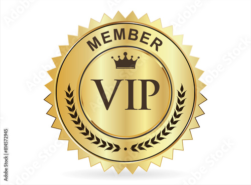 VIP premium membership golden badge on white background