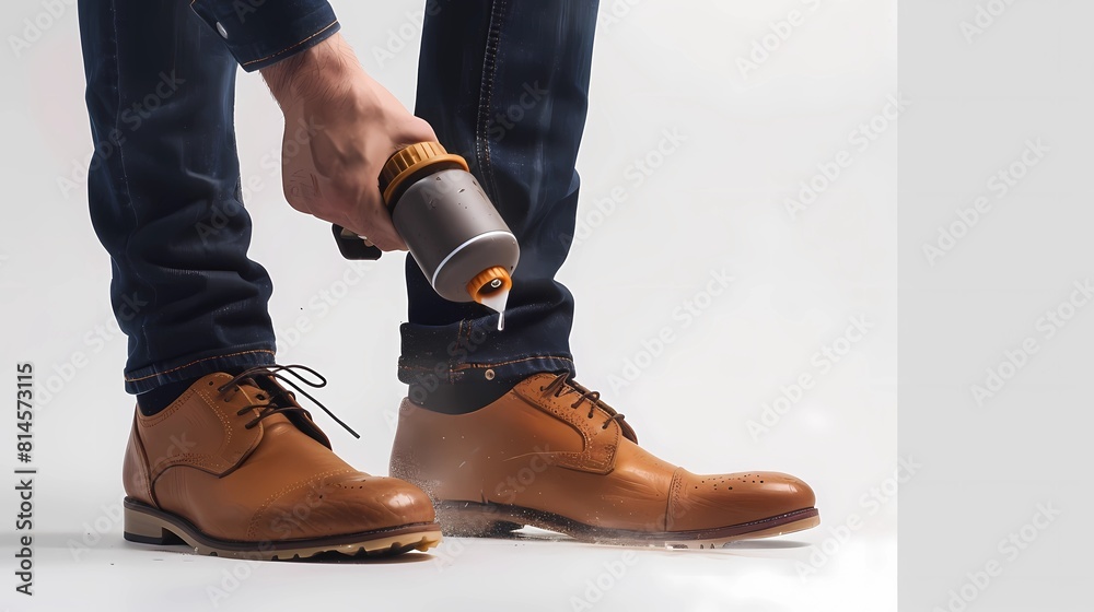 custom made wallpaper toronto digitalMen's shoes and a bottle of water on a white background, Generative AI illustrations.