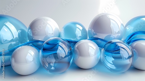 Digital technology blue and white sphere poster background
