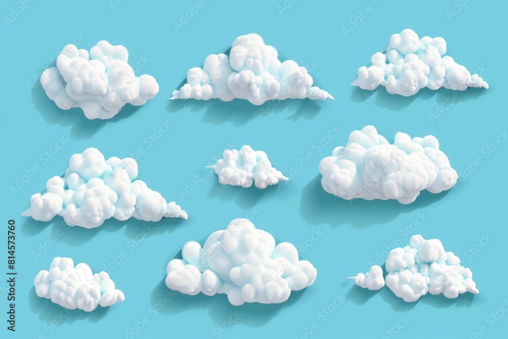 A set of clouds on a clear blue background. Suitable for various design projects A set of clouds on a clear blue background. Suitable for various design projects