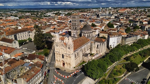 drone photo Angoulême cathedral France Europe