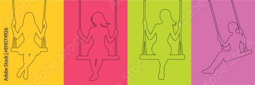 Photography swing line art on colorful background