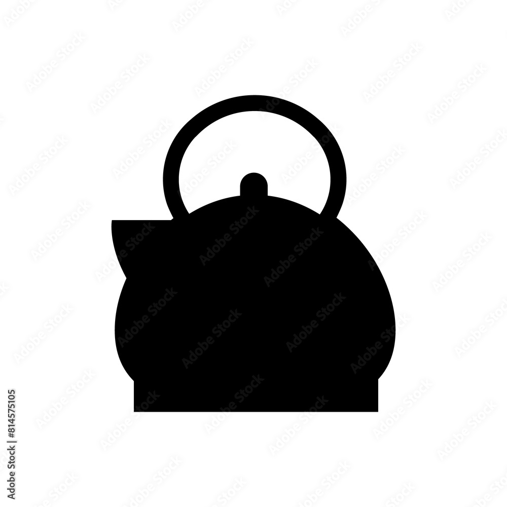 Black silhouette of a teapot for tea or coffee. Template for menu, cards or posters. Black silhouette of a teapot for tea or coffee. Template for menu, cards or posters.