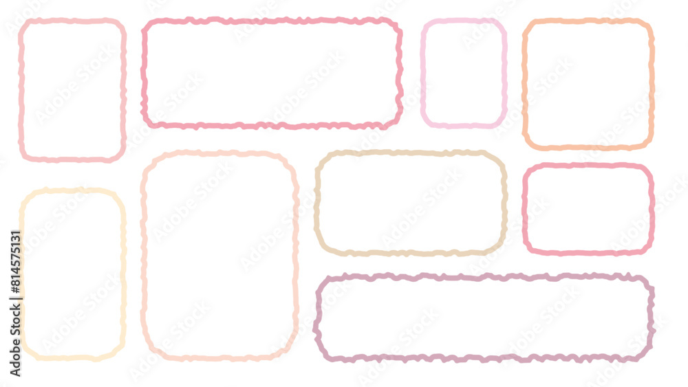 Cute quote color frames blank template collection. Hand drawn style minimalist colorful memo poster set. Empty speech bubbles for text. Crayon drawing organic rectangles blank. label, sticker, chat
Cute quote color frames blank template collection. Hand drawn style minimalist colorful memo poster set. Empty speech bubbles for text. Crayon drawing organic rectangles blank. label, sticker, chat