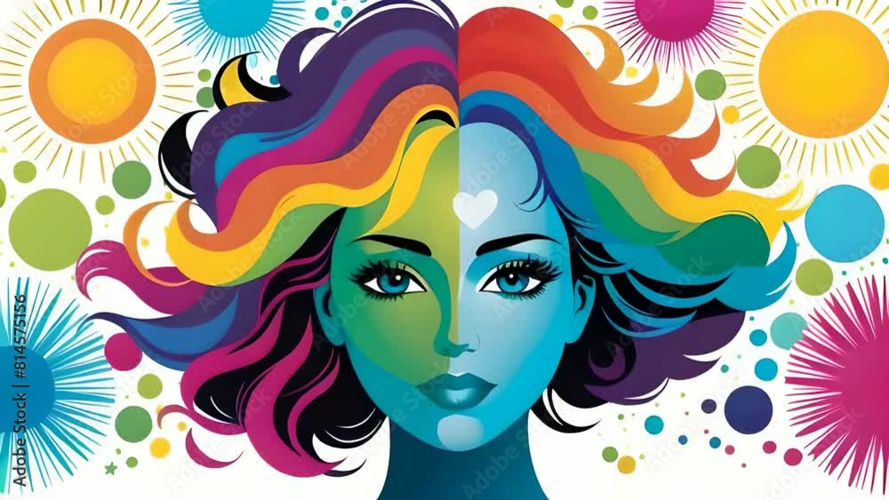 mental health stress free positive affirmations vector illustration. woman with flowers mental health stress free positive affirmations vector illustration. woman with flowers