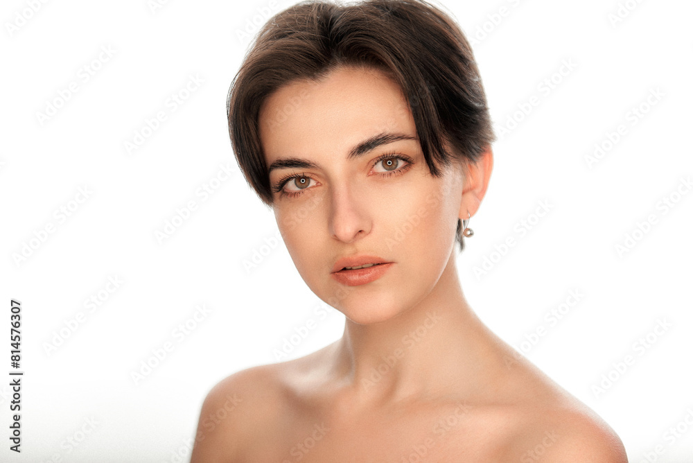 Studio portrait of a beautiful girl. Grain effect used Studio portrait of a beautiful girl. Grain effect used