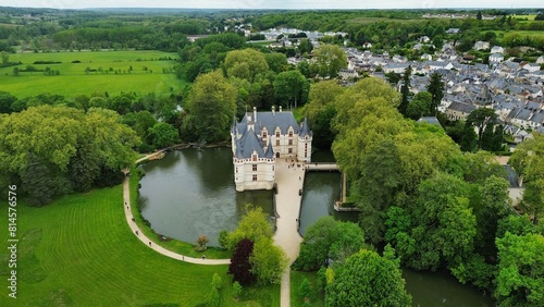 drone photo Azay-le-Rideau castle france Europe