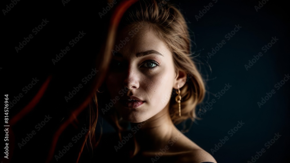 Portrait of a beautiful girl on a dark background. Portrait of a beautiful girl on a dark background.