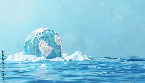 Earth polar ice caps side view climate change theme  photo