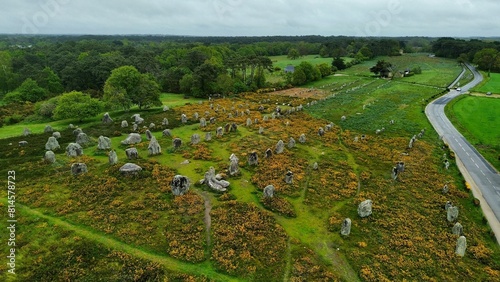 drone photo Ménec alignments Carnac France Europe