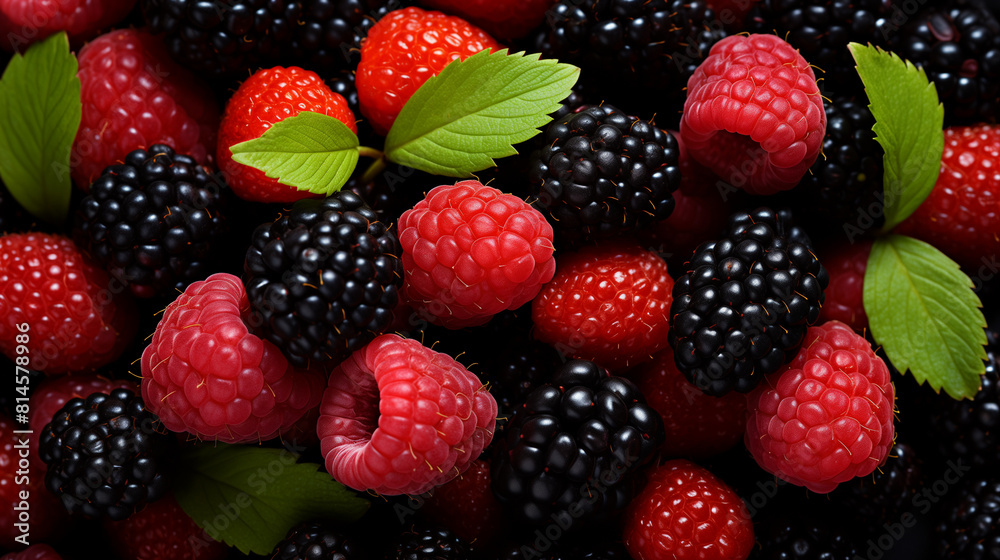 Close Up Raspberry and Blackberry Background Close Up Raspberry and Blackberry Background