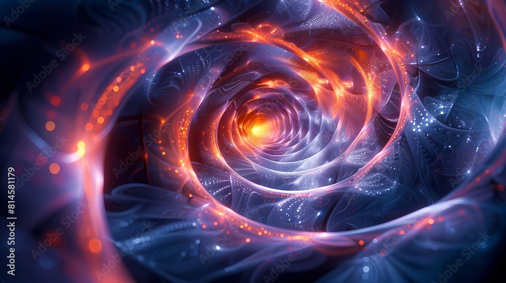 Digital technology blue and purple abstract spiral poster PPT background
