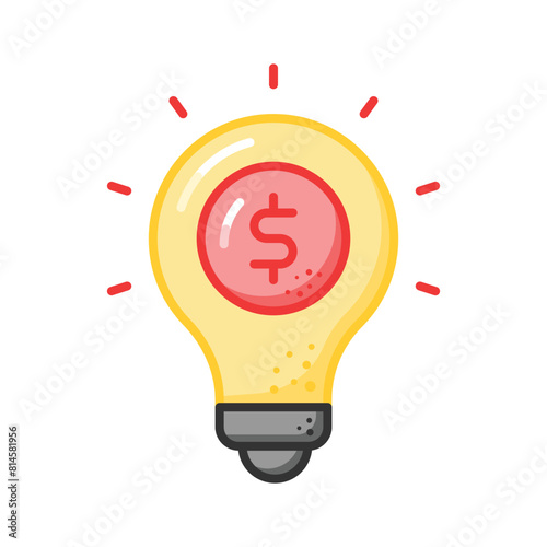 Dollar inside bulb depicting innovative idea, financial idea icon design