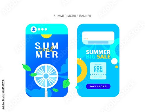 Summer Shopping Mobile Banner Illustration