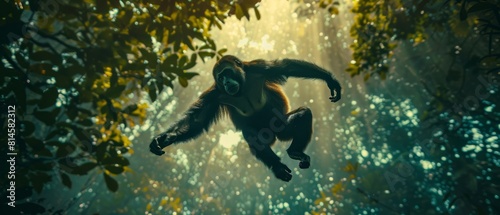 The Amazon unfolds as a boundless playground for the howler monkey. With each agile swing, it effortlessly roams the forest, its echoing calls reverberating through the canopy. photo