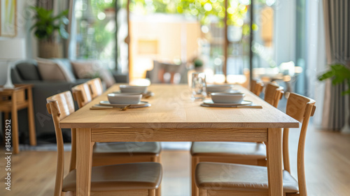 A well-set  modern dining table without people