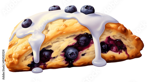 A blueberry scone with a transparent background.