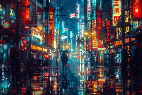 futuristic neotokyo cityscape at midnight cyberpunk aesthetic digital art