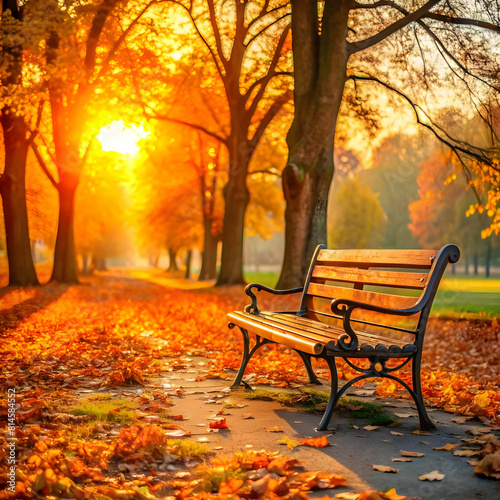 rural wooden bench. autumn background © Ahmad
