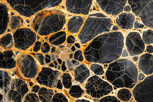 Spider web shape pattern of agatized fossil coral