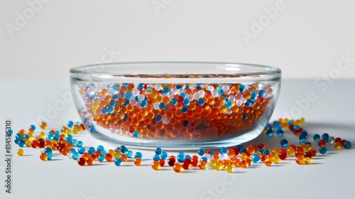 Advanced nanomedicine particles shown in a petri dish on a white background photo