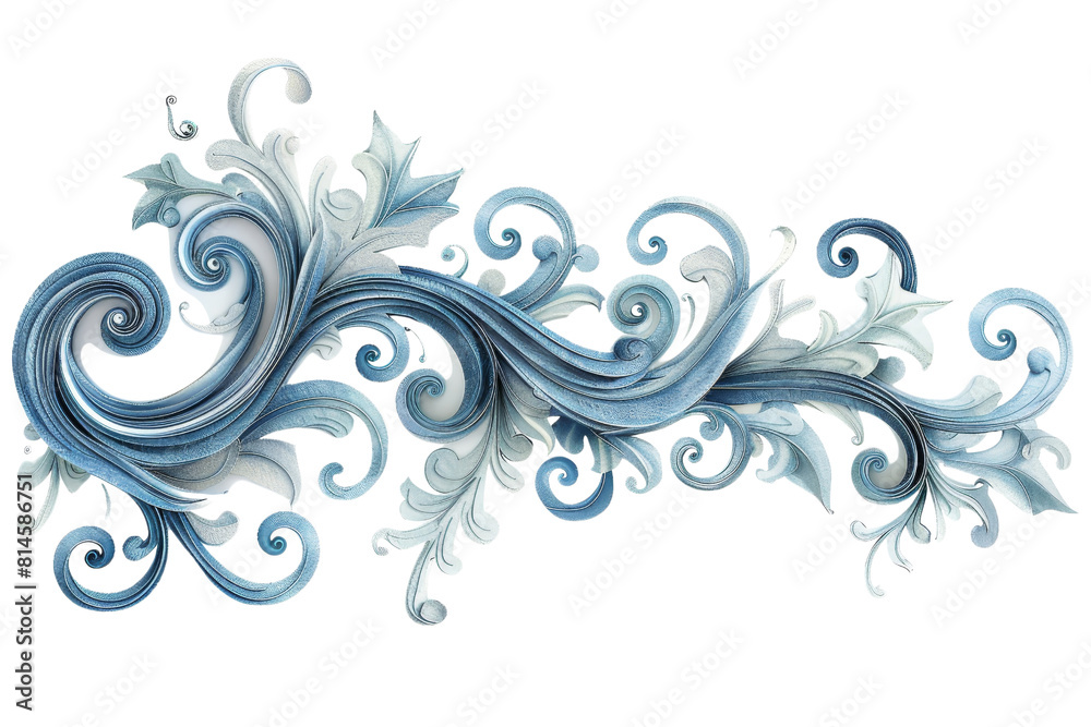 A blue and white floral design with a wave pattern. The design is made up of small squares and circles A blue and white floral design with a wave pattern. The design is made up of small squares and circles