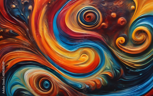Acrylic paint swirls on canvas  emphasizing vibrant colors and thick texture