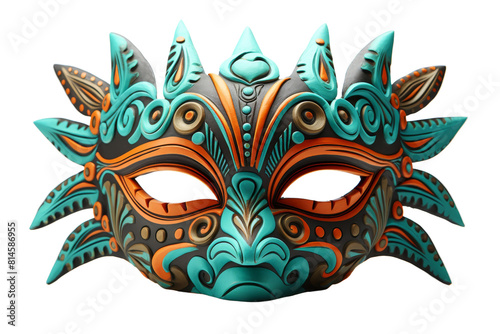 A blue and orange mask with gold accents. The mask is ornate and has a lot of detail © Rattanathip