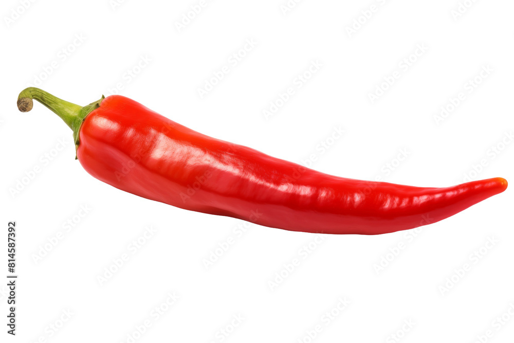 The Fiery Dancer: A Red Hot Pepper on a White Canvas. On a White or Clear Surface PNG Transparent Background.