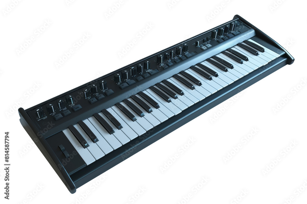 A black keyboard with white keys A black keyboard with white keys