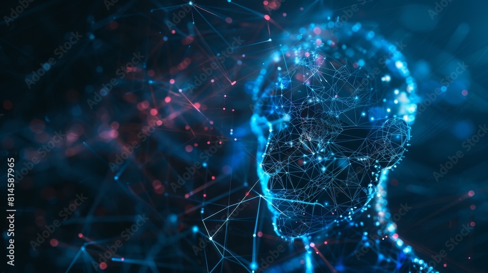 AI humanoid visualizes human consciousness, showcasing neural connections on a dark backdrop. AI humanoid visualizes human consciousness, showcasing neural connections on a dark backdrop.