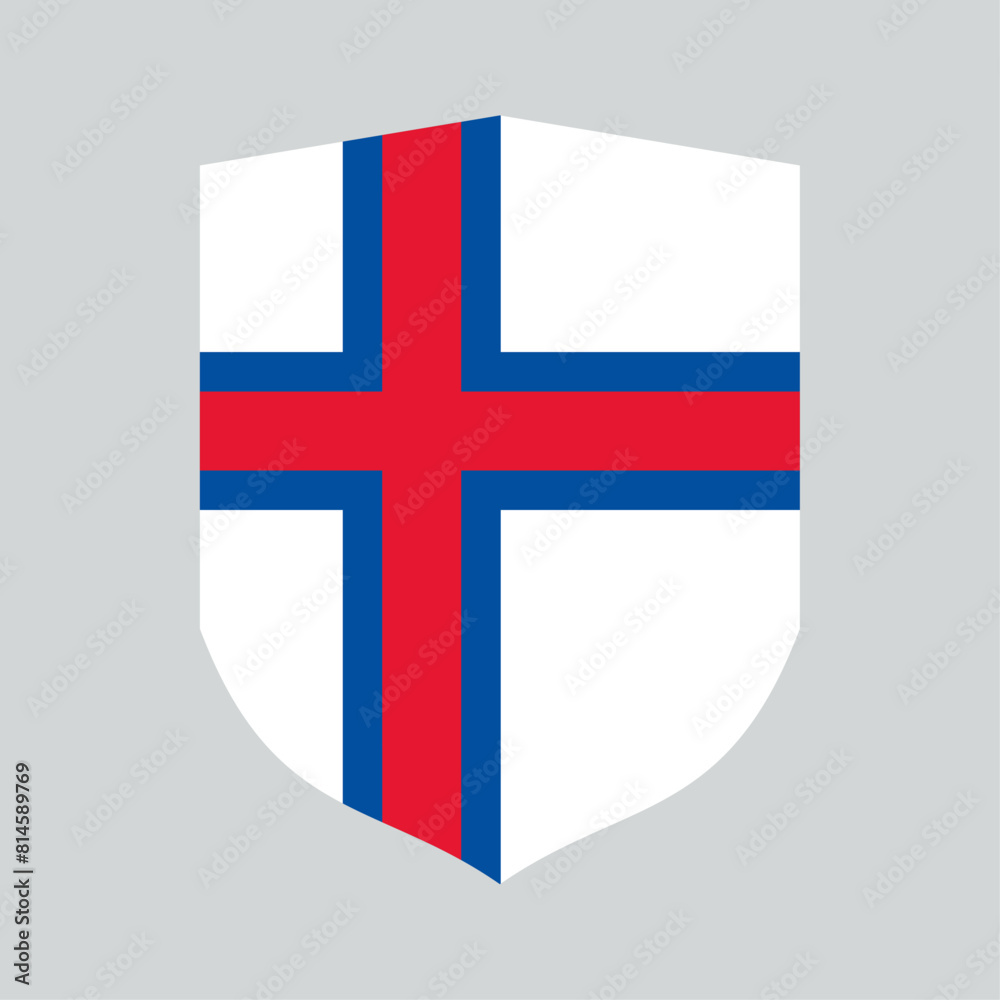 Obraz premium Faroe Islands Flag in Shield Shape Frame