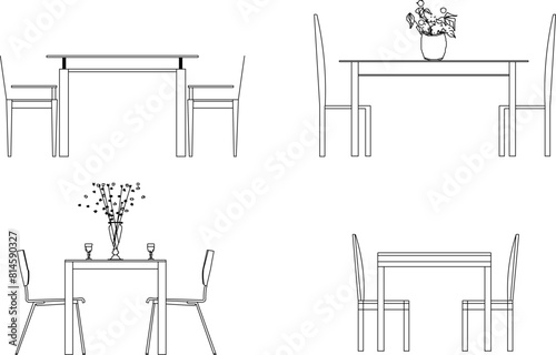 vector illustration sketch design drawing of classic vintage ethnic room chairs in the dining room interior 