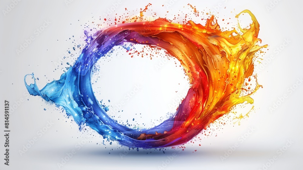 Obraz premium colorful rainbow holi paint color powder explosion ring circle with copy space isolated on white background. peace rgb beautiful party concept