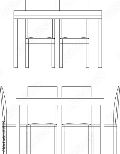 vector illustration sketch design drawing of classic vintage ethnic room chairs in the dining room interior 