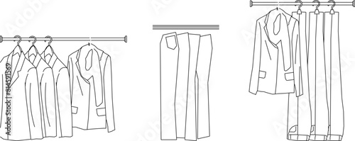 vector illustration sketch design drawing of clothes on a hanger for a fashion shop window