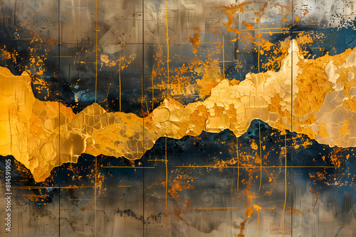 Trace d'or sur un mur noir ancien