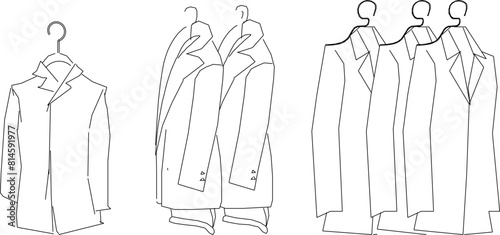 vector illustration sketch design drawing of clothes on a hanger for a fashion shop window mannequin