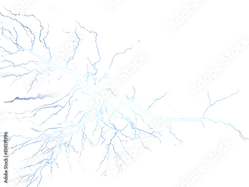 Blue and Whtie color electricity lightning isolated background