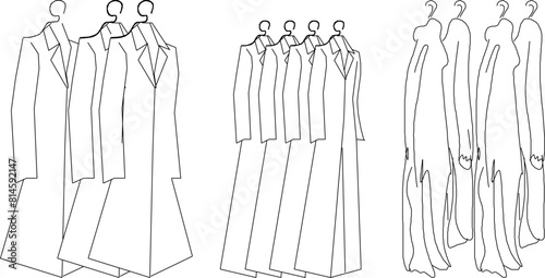 vector illustration sketch design drawing of clothes on a hanger for a fashion shop window
