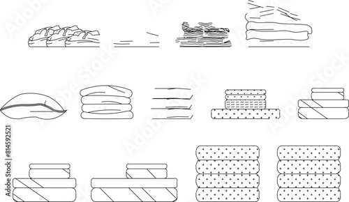 vector illustration sketch design drawing of folds of clothes in the cupboard