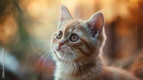 Kitten with bokeh lights in the background. an enchanting backdrop. Generative AI