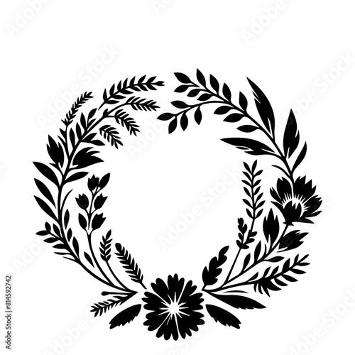Hand drawn floral wreath frame