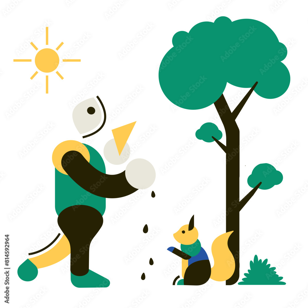 Fototapeta premium Man feeds a squirrel