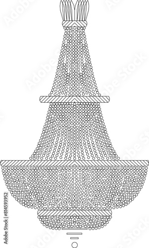  vector illustration sketch design drawing of luxury crystal glass chandelier for classic home living room interior 