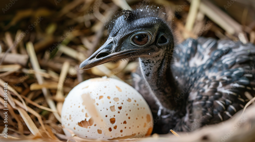 Emu eggs hatch after around eight weeks