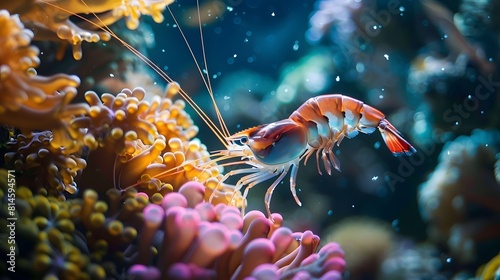 A colorful fish swims among coral in a miniature underwater world