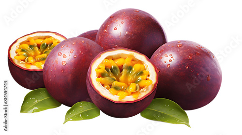 Fototapeta Naklejka Na Ścianę i Meble -  A bunch of passion fruits with a transparent background.